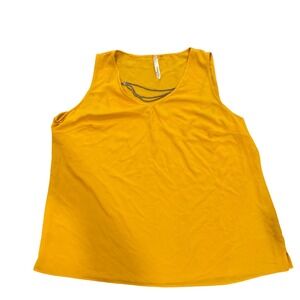 Yellow Beaded V-Neck Tank Blouse Womens 2X Sleeveless Dressy‎ Plus Size
